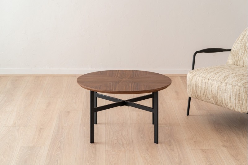 TABLE BASSE SAND. NOYER ET METAL NOIR