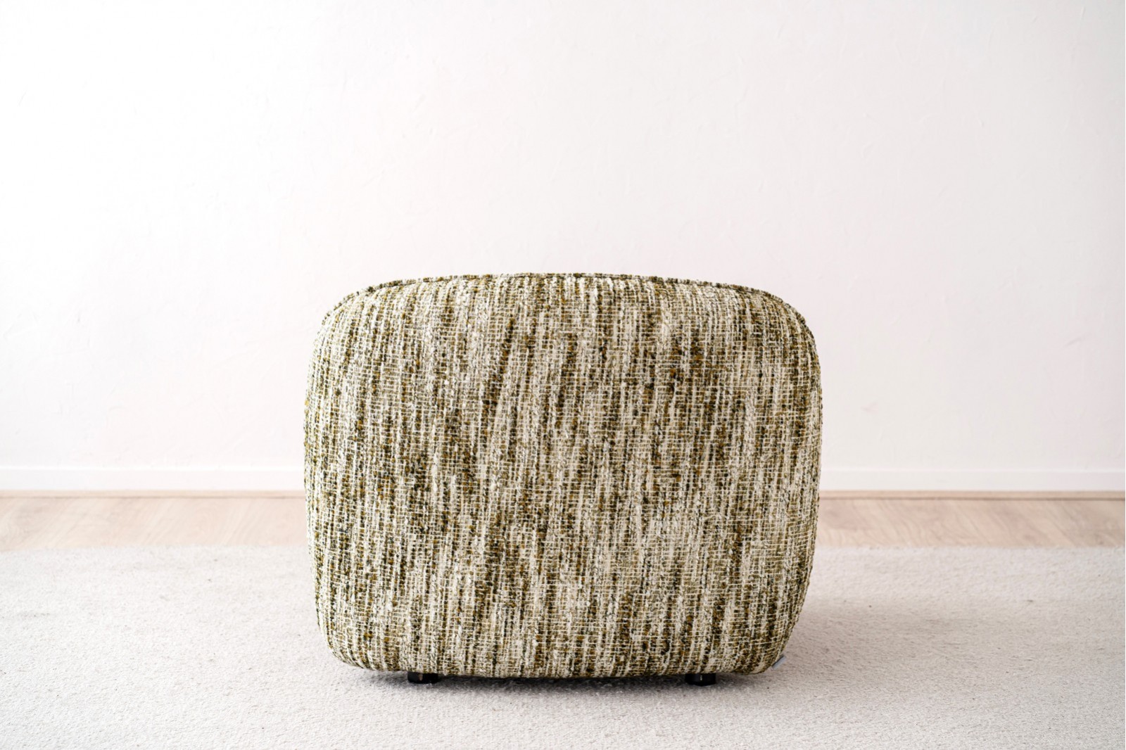 ARMCHAIR. UPHOLSTERED WITH GREEN WHITE PRINT