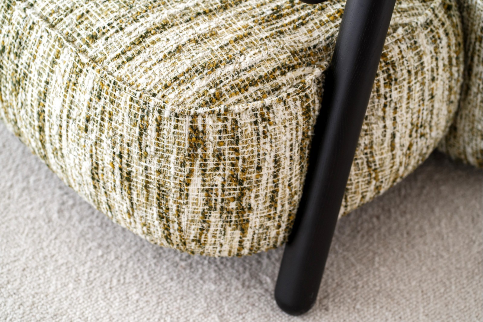 ARMCHAIR. UPHOLSTERED WITH GREEN WHITE PRINT