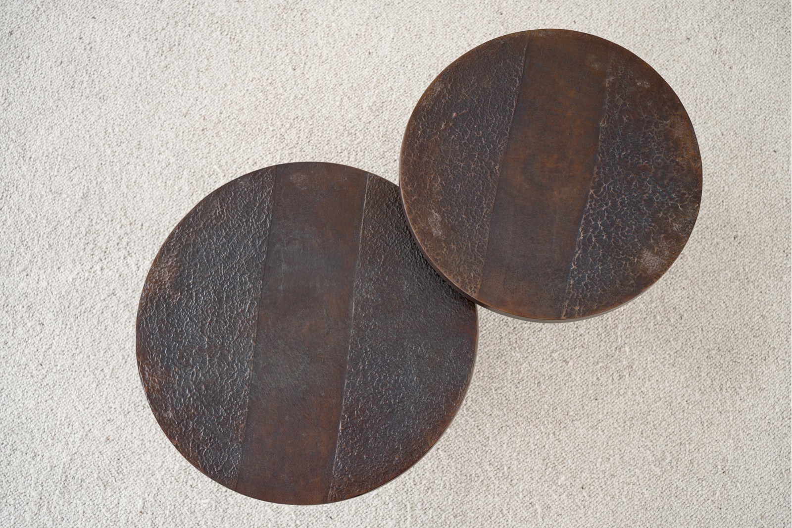 MAT SIDE TABLES: AGED BRONZE METAL