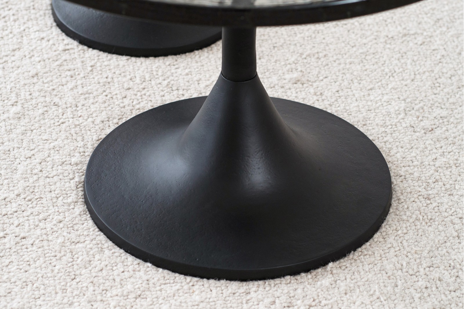 TULIP SIDE TABLES: BLACK AND GLASS