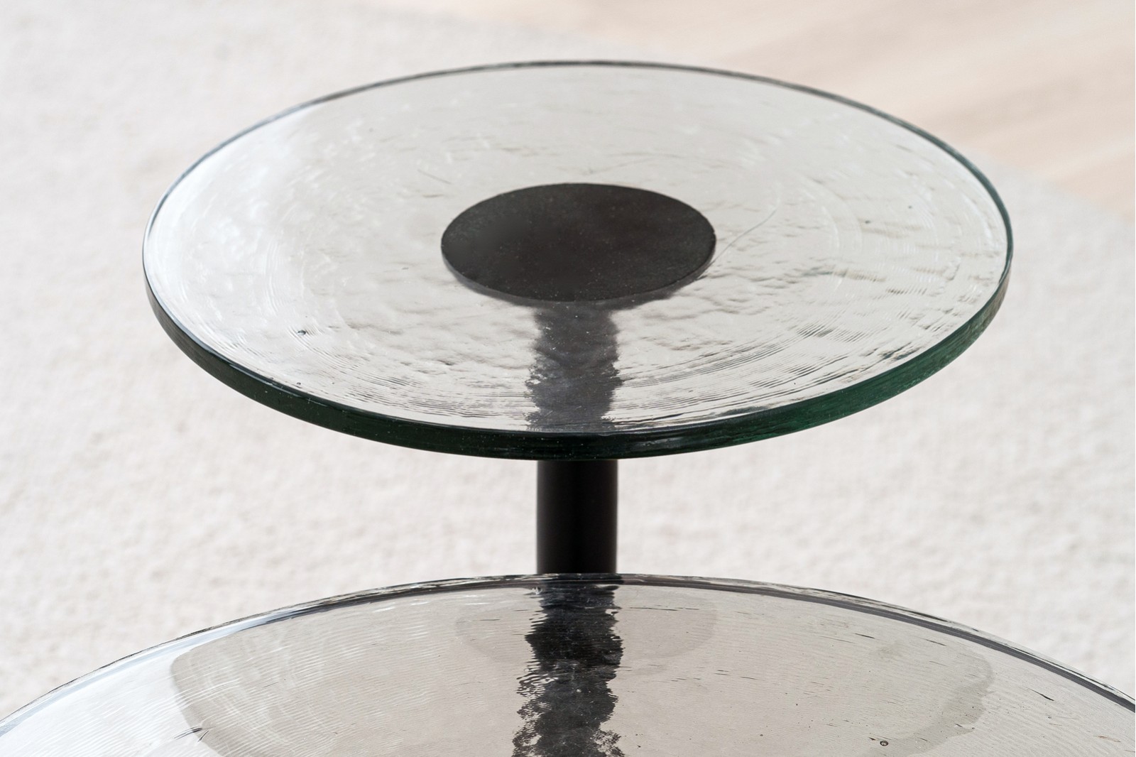 TULIP SIDE TABLES: BLACK AND GLASS