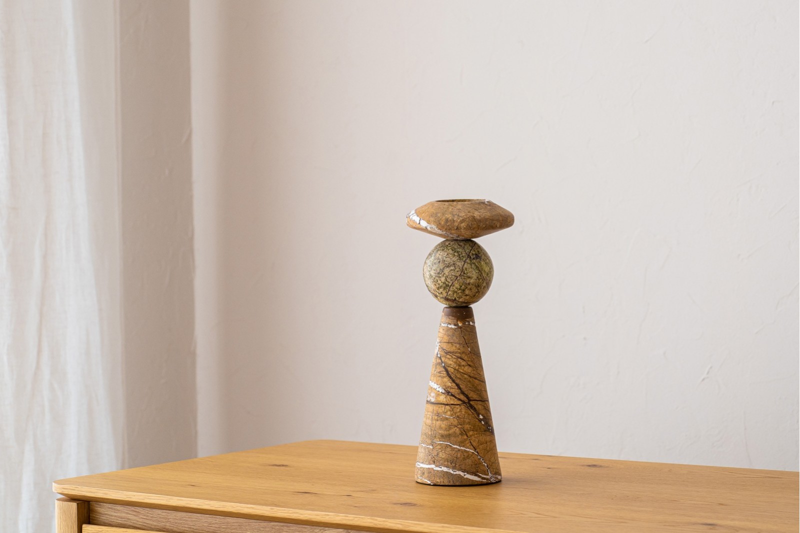 CANDELABRO CEIBE N2.MÁRMOL.MARRÓN VERDE