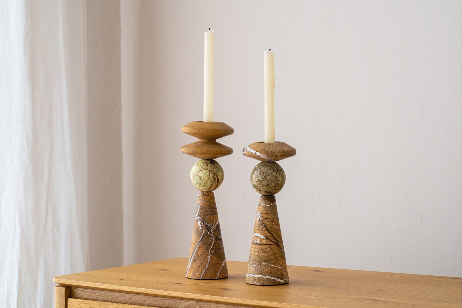CANDELABRO CEIBE N2.MÁRMOL.MARRÓN VERDE