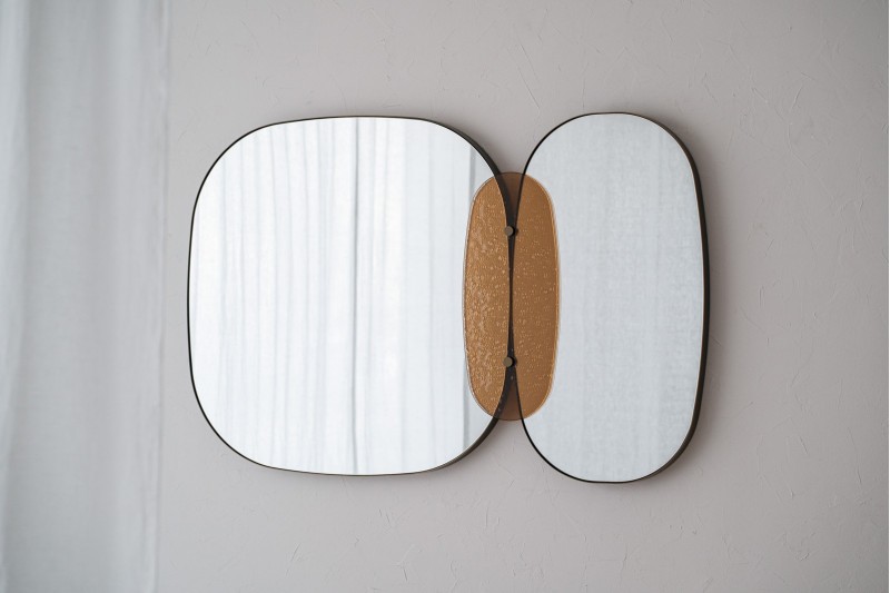 MIROIR MURAL AVEC VERRE AMBRE