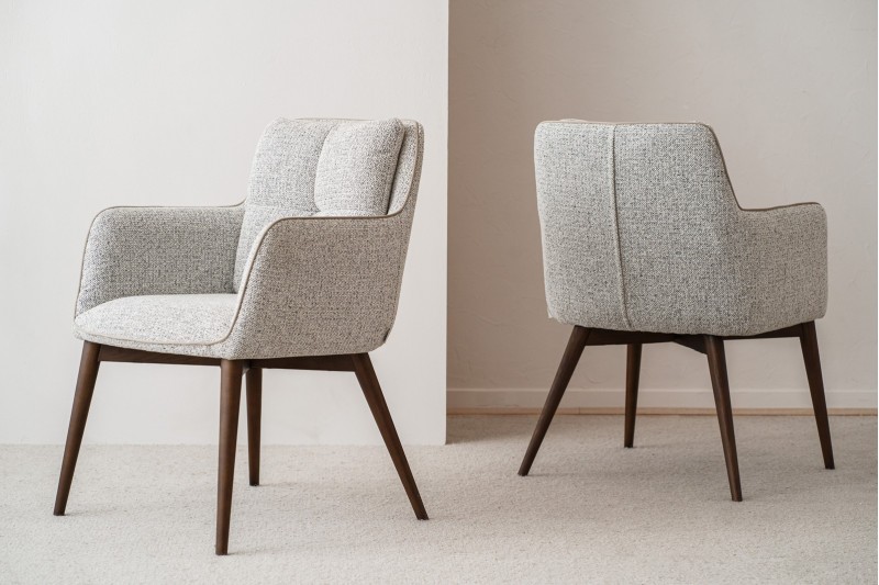 SET OF 2 DINING CHAIRS OLIVAR GREY AND WALNUT