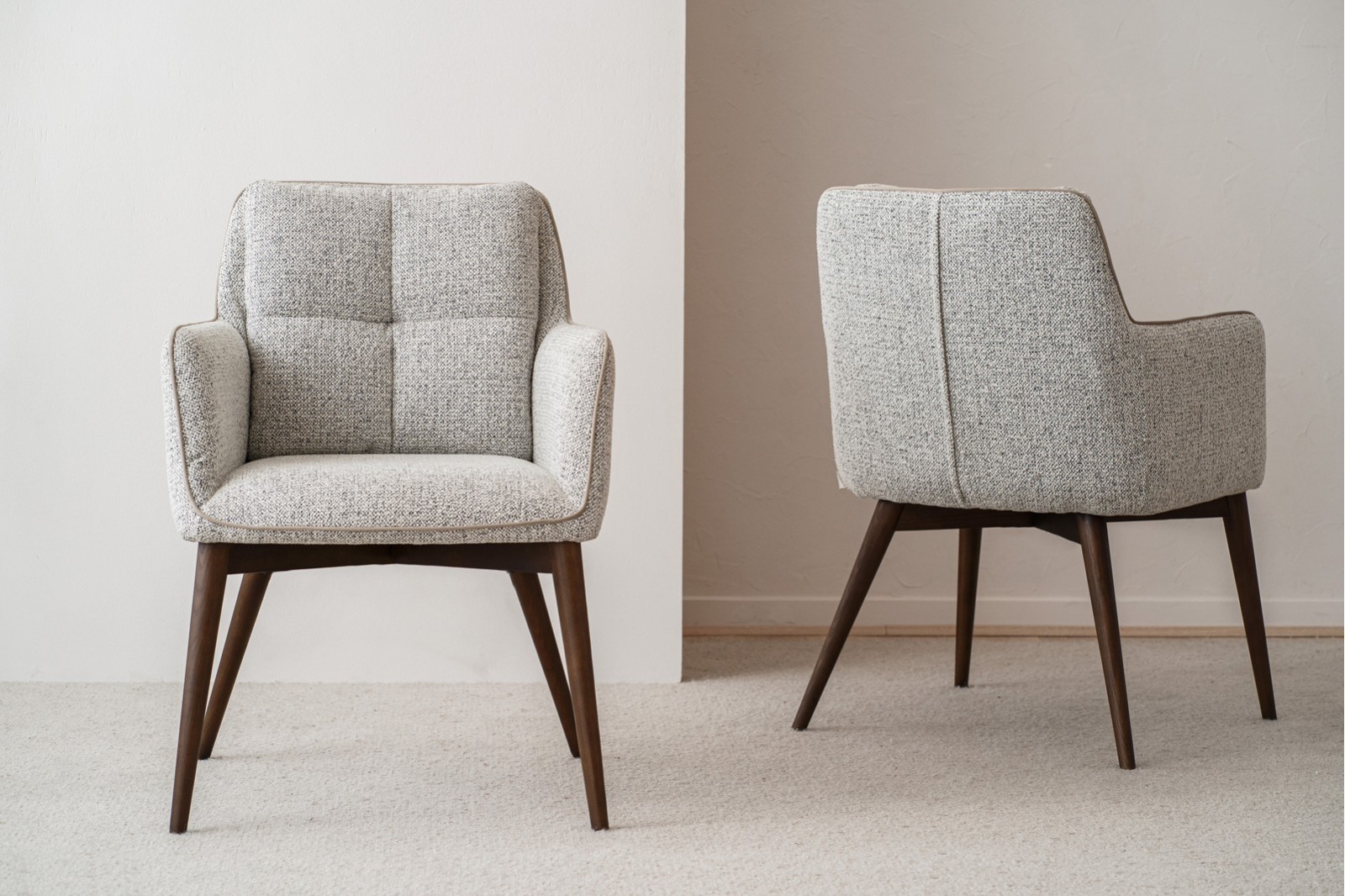 SET OF 2 DINING CHAIRS OLIVAR GREY AND WALNUT