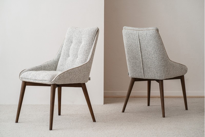 SET 2 DINING CHAIRS MIA. GREY. WALNUT