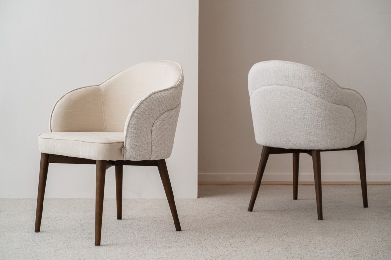 SET 2 DINING CHAIRS ROMA. IVORY. WALNUT