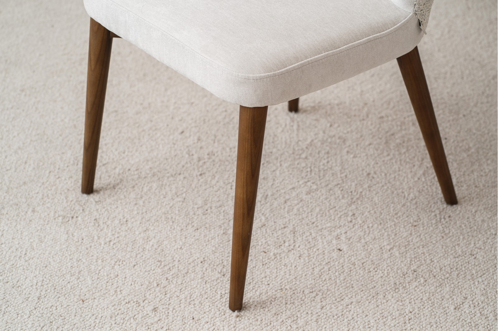 SET OF 2 EVA DINING CHAIRS. BEIGE GREY AND WALNUT