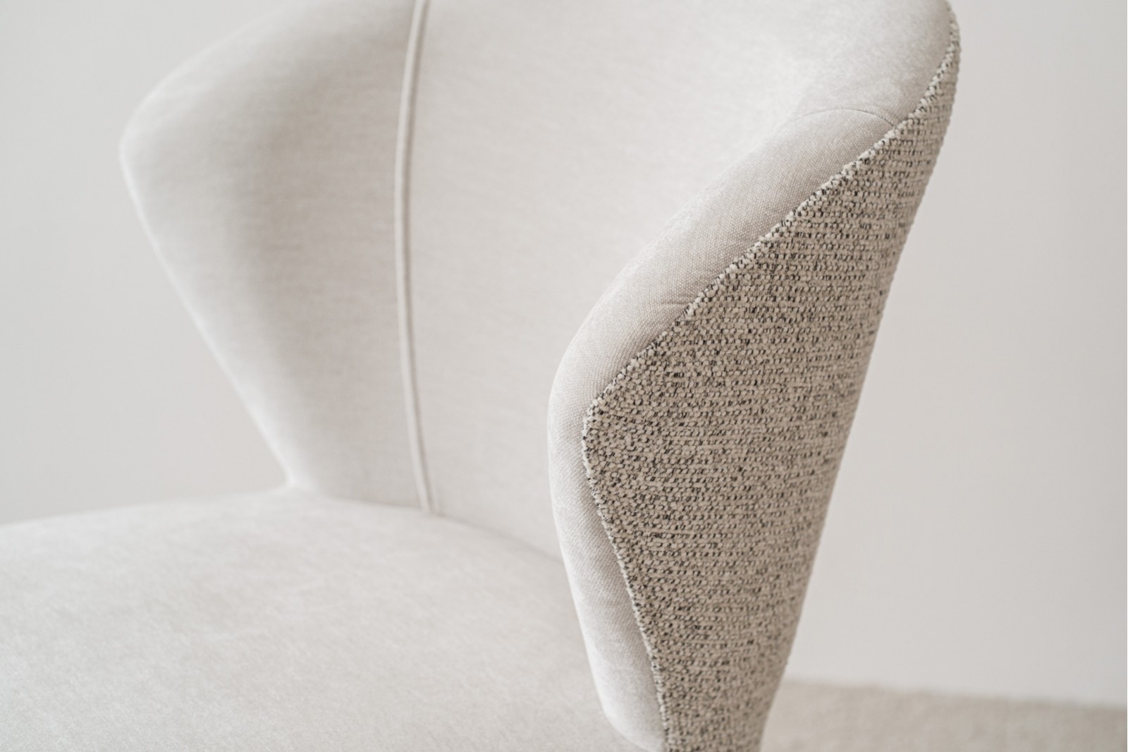 SET OF 2 EVA DINING CHAIRS. BEIGE GREY AND WALNUT