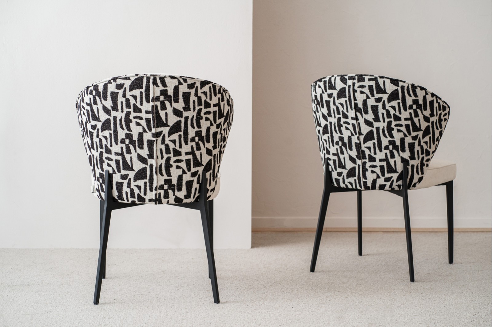 SET OF 2 EVA DINING CHAIRS. BLACK AND BEIGE