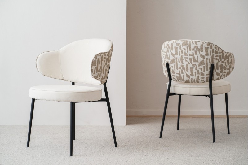 SET 2 DINIG CHAIRS CLOE. BEIGE AND STONE COLOUR