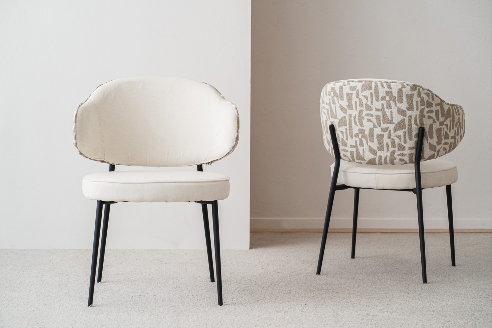 SET 2 DINIG CHAIRS CLOE. BEIGE AND STONE COLOUR
