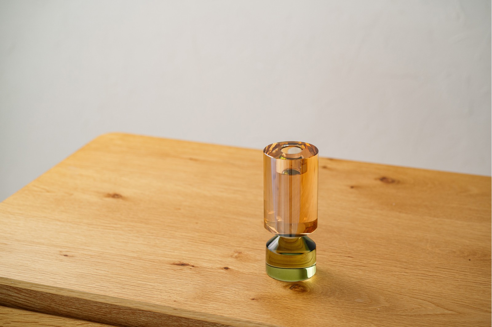 ISEN COLLECTION: CHAMPAGNE AND GREEN CRYSTAL CANDLEHOLDERS