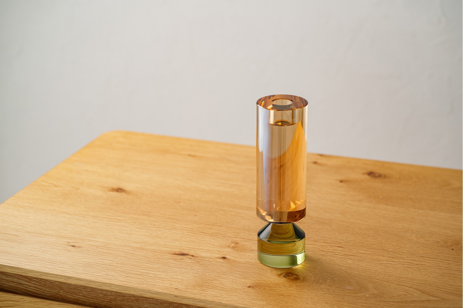 ISEN COLLECTION: CHAMPAGNE AND GREEN CRYSTAL CANDLEHOLDERS