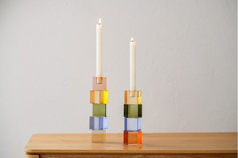 ELTA COLLECTION: LIMA AND GREEN CRYSTAL CANDLE HOLDERS