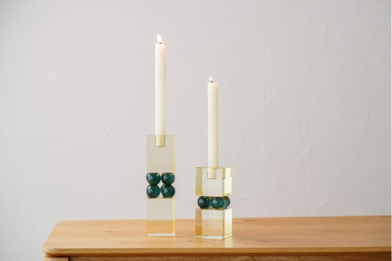 ANIT COLLECTION: TURQUOISE LIMA CRYSTAL CANDLEHOLDERS