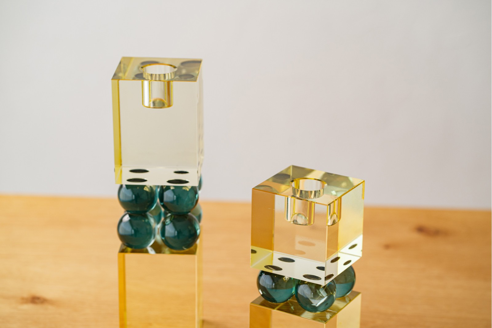 ANIT COLLECTION: TURQUOISE LIMA CRYSTAL CANDLEHOLDERS