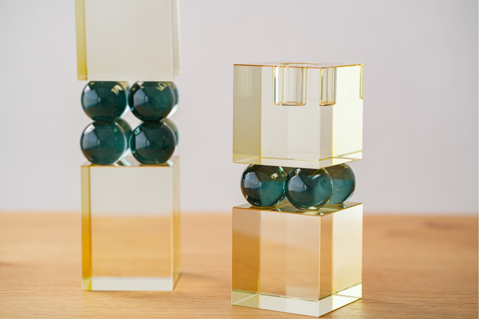 ANIT COLLECTION: TURQUOISE LIMA CRYSTAL CANDLEHOLDERS
