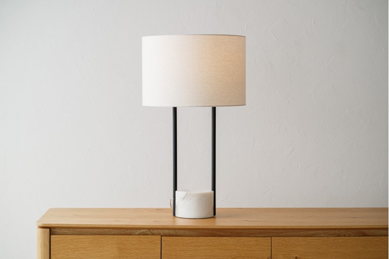 MARINA TABLE LAMP. MARBLE METAL LINEN