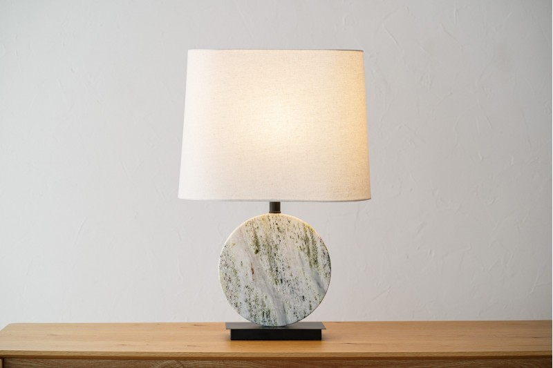 LAMPARA MESA EINES.MARMOL, METAL, LINO