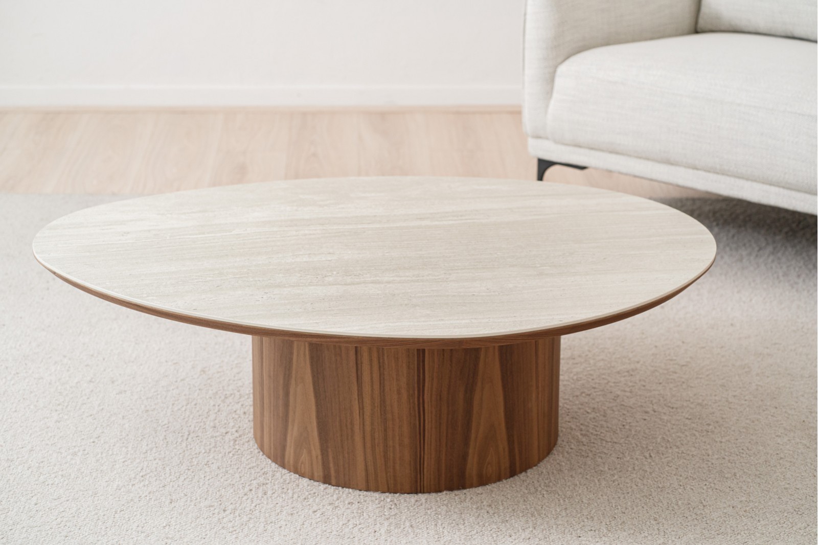 COFFEE TABLE NAT. CERAMIC AND WALNUT