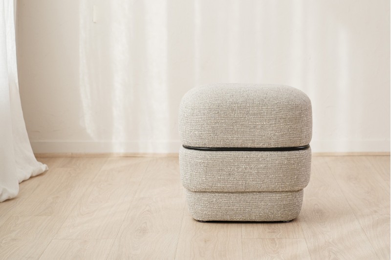 SET 2 PUFS ELIS. GRIS Y BEIGE