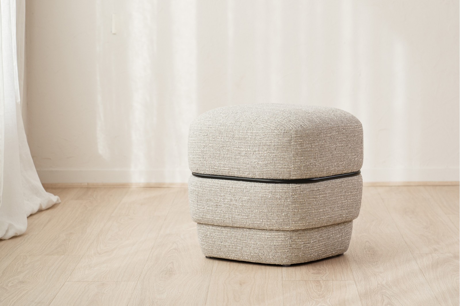 SET DE 2 POUFS ELIS. GRIS ET BEIGE