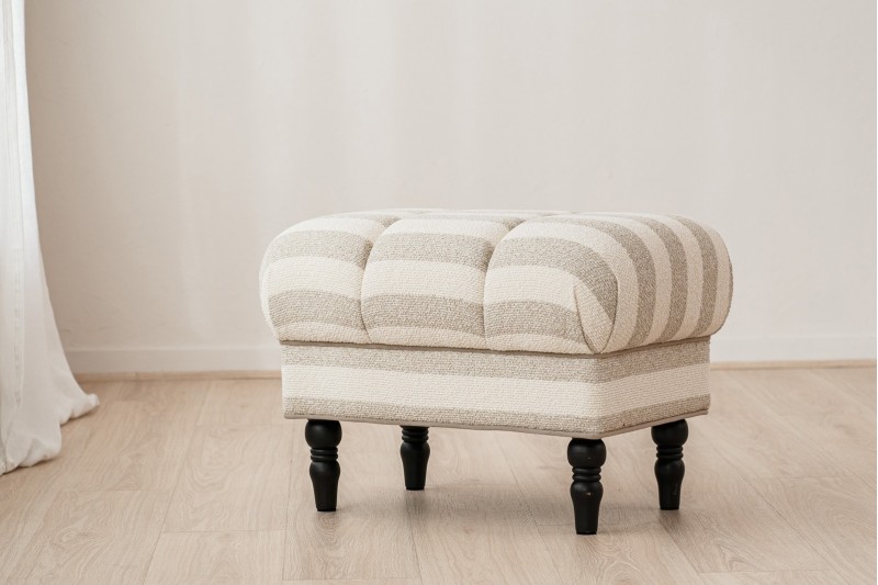 POUF MARLO. GRIS ET IVOIRE