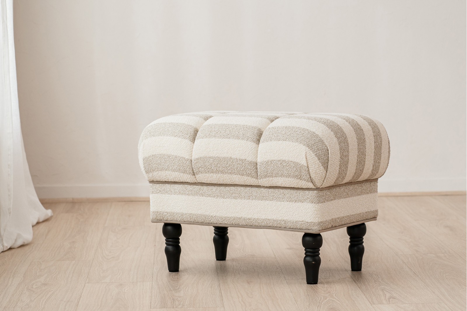MARLO POUF. GREY AND IVORY