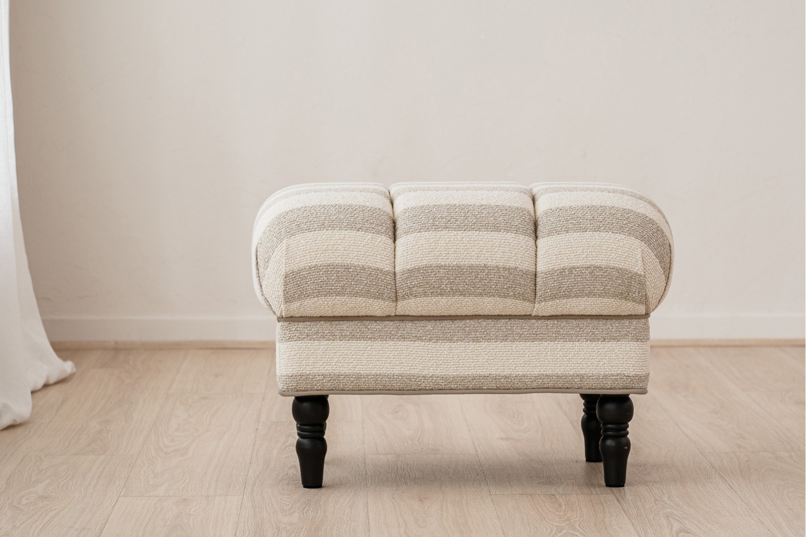 MARLO POUF. GREY AND IVORY