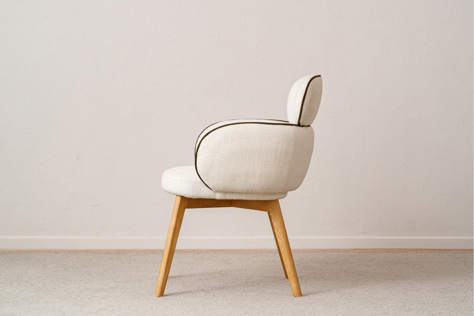 SET OF 2 ALDEN DINING CHAIRS. IVORY AND DARK GREEN