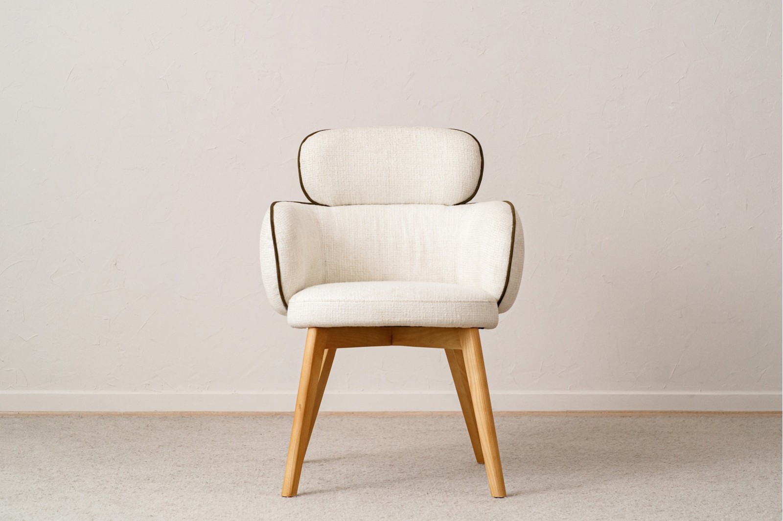 SET OF 2 ALDEN DINING CHAIRS. IVORY AND DARK GREEN