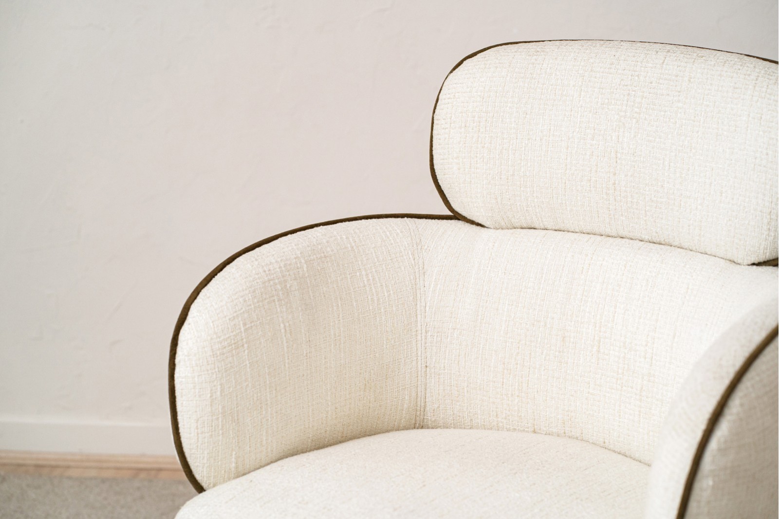 SET OF 2 ALDEN DINING CHAIRS. IVORY AND DARK GREEN