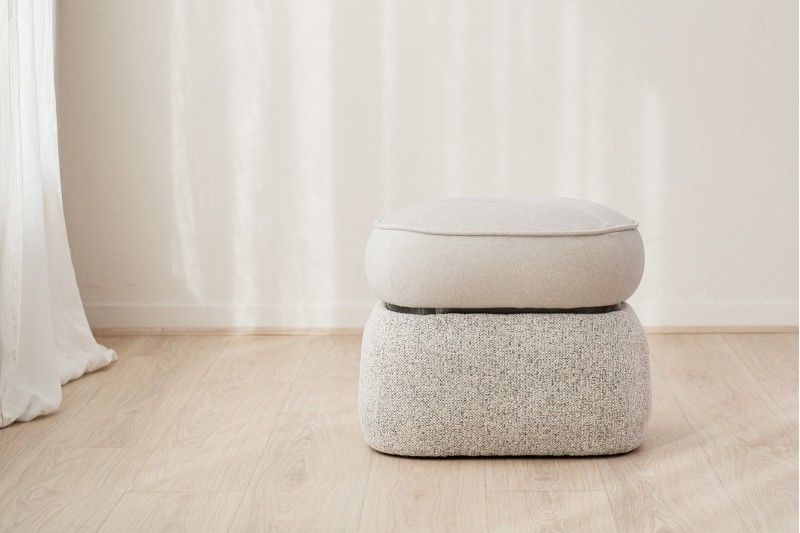 SET OF 2 DUNA POUFS. STONE AND GREY