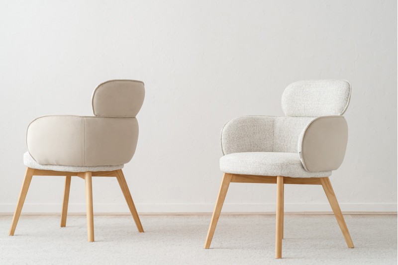 SET OF 2 ALDEN DINING CHAIRS. STONE TONE