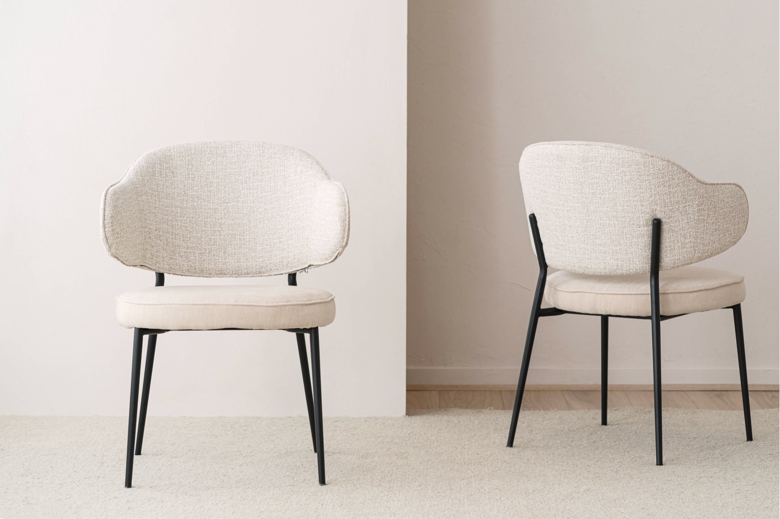 SET 2 SILLAS CLOE METAL. BEIGE Y CREMA