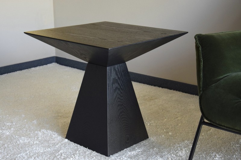 TABLE D-APPOINT CARREE FRENE NOIR MAT