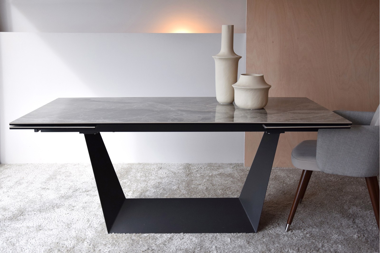TABLE À MANGER EXTENSIBLE. V-G CÉRAMIQUE MÉTAL 