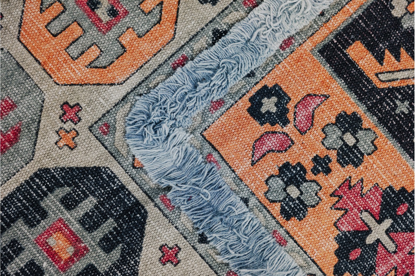 ALFOMBRA ALGODÓN- LANA. ESTAMPADO ÉTNICO