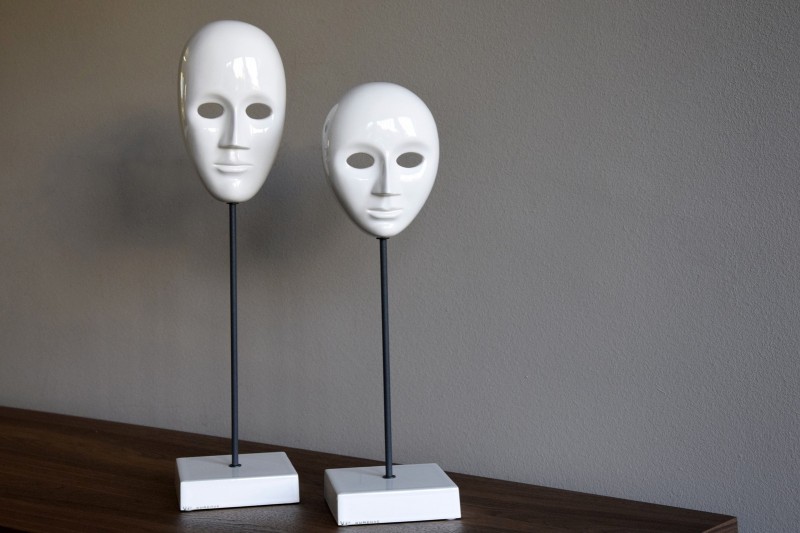 MASK COLLECTION. CERAMIC SCULPTURE WHITE GLOSSY