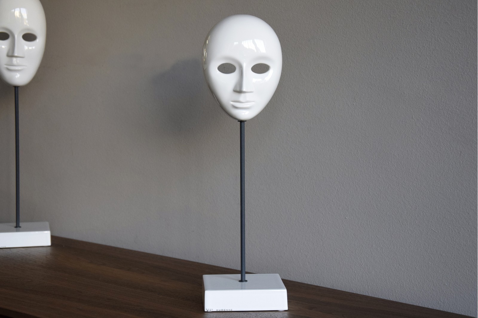 MASK COLLECTION. CERAMIC SCULPTURE WHITE GLOSSY
