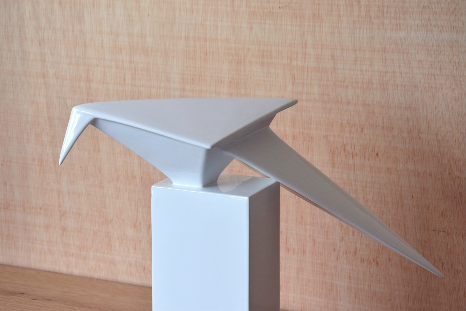 ORIGAMI BIRD COLLECTION. CERAMIC SCULPTURE WHITE GLOSSY