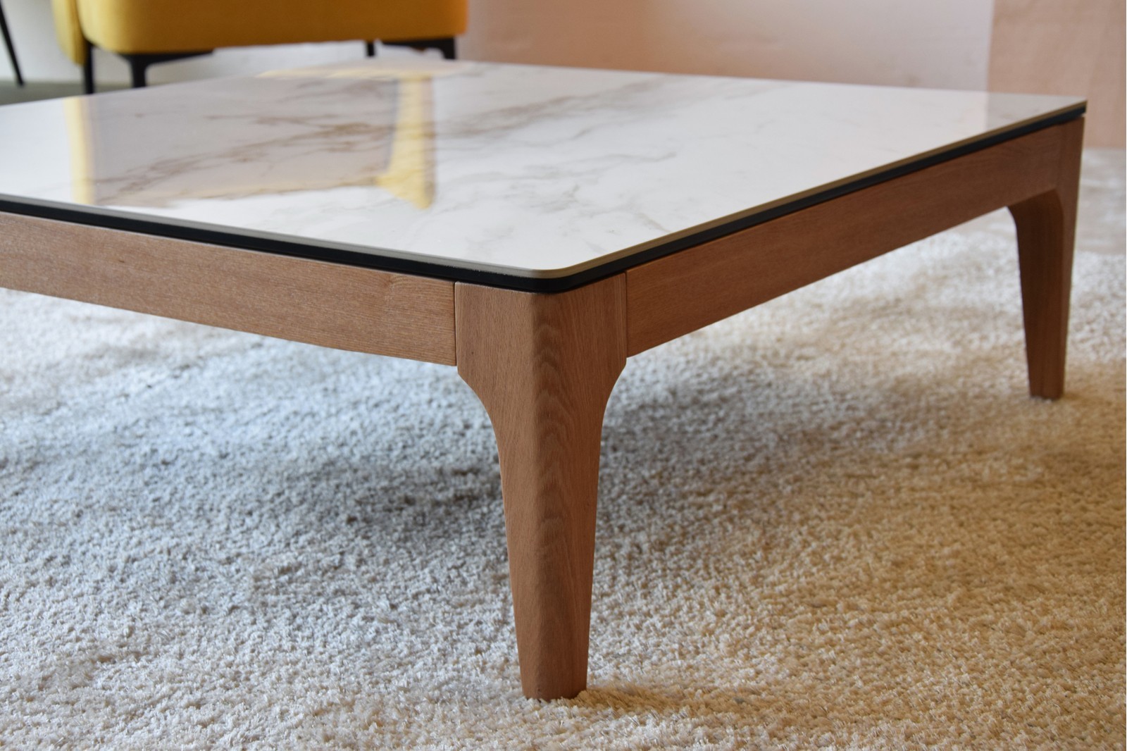 COFFEE TABLE. WHITE GREY CERAMIC TOP AND ASH BASE