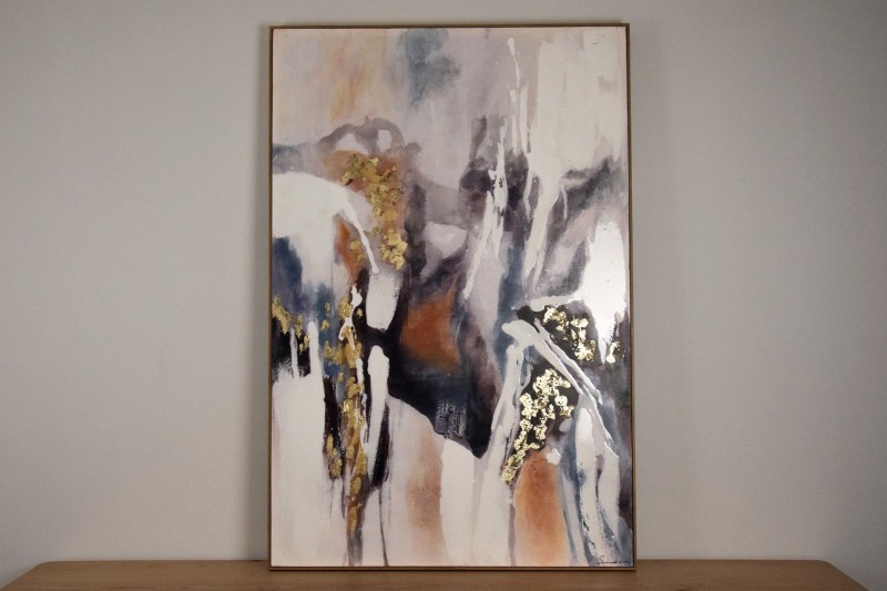 ABSTRACT PAINTING VOLCANO N1 WITH FRAME